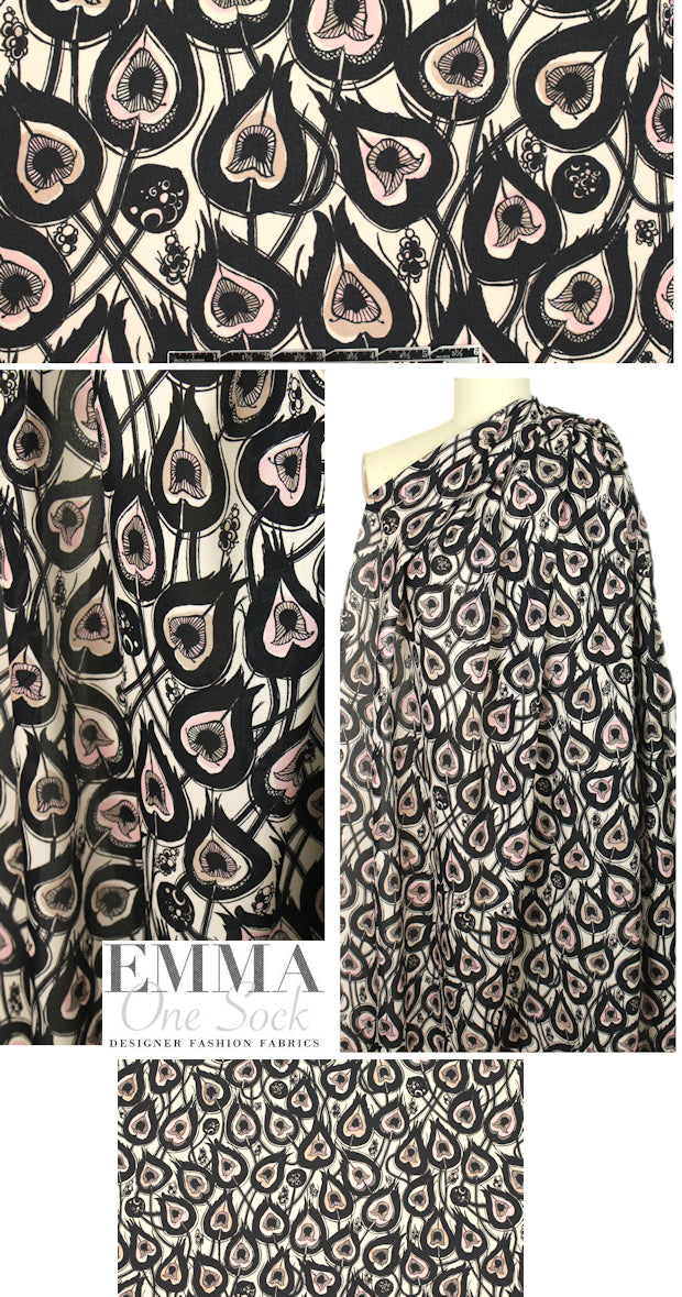 NY designer 'edgy botany' silk voile woven 1 yard