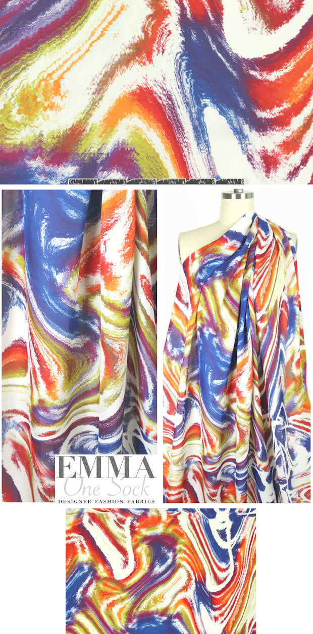 NY designer swirling colors silk georgette