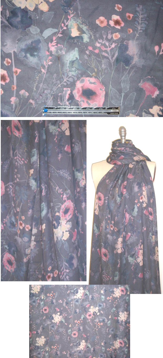 Italian wildflower design silk georgette 1.75 yds