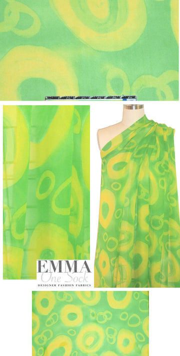 Italian silk chiffon - lemon lime graffiti 1.66 yd