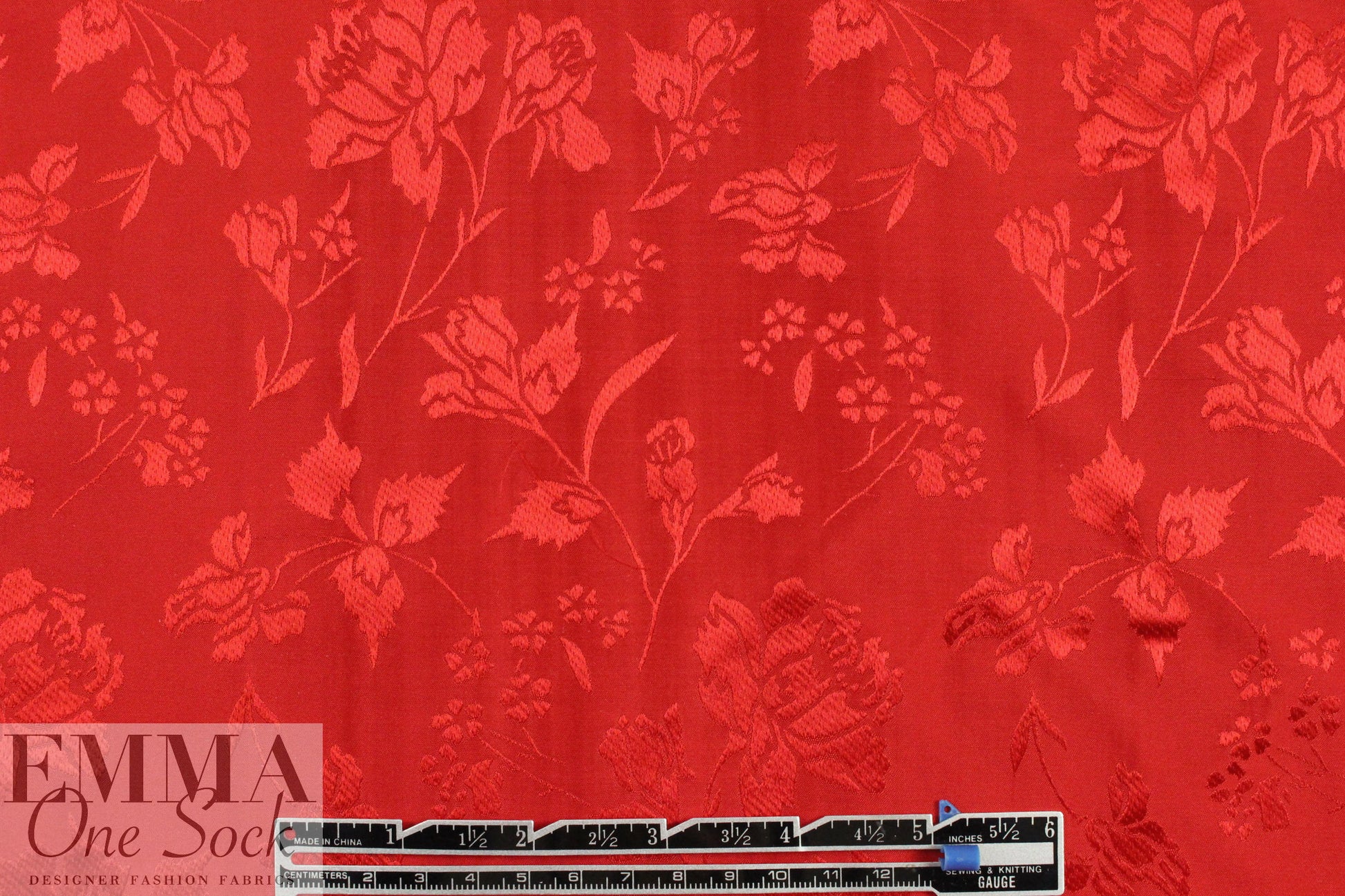 famous designer silk jacquard - red on red