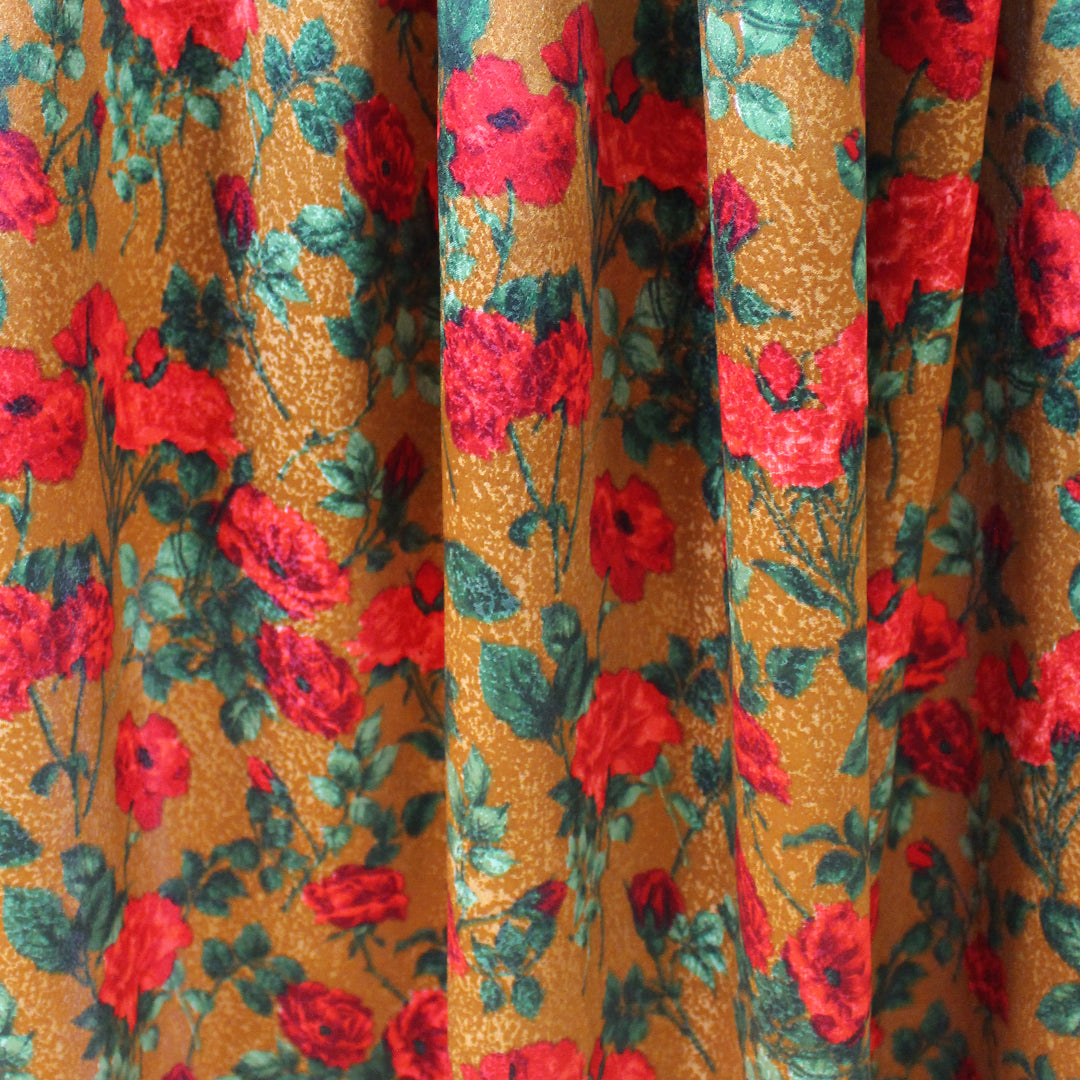 YSL roses on bronze silk jacquard blouseweight 1.625 yd