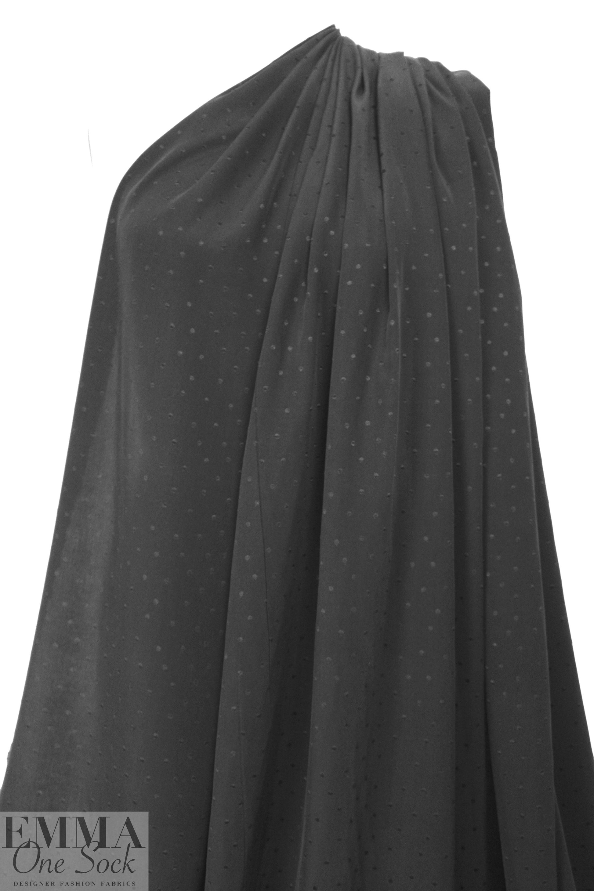 NY designer silk dot jacquard - black on black 1.375 yd