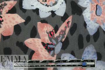 NY designer clipped weave quirky flowers silk sheer woven