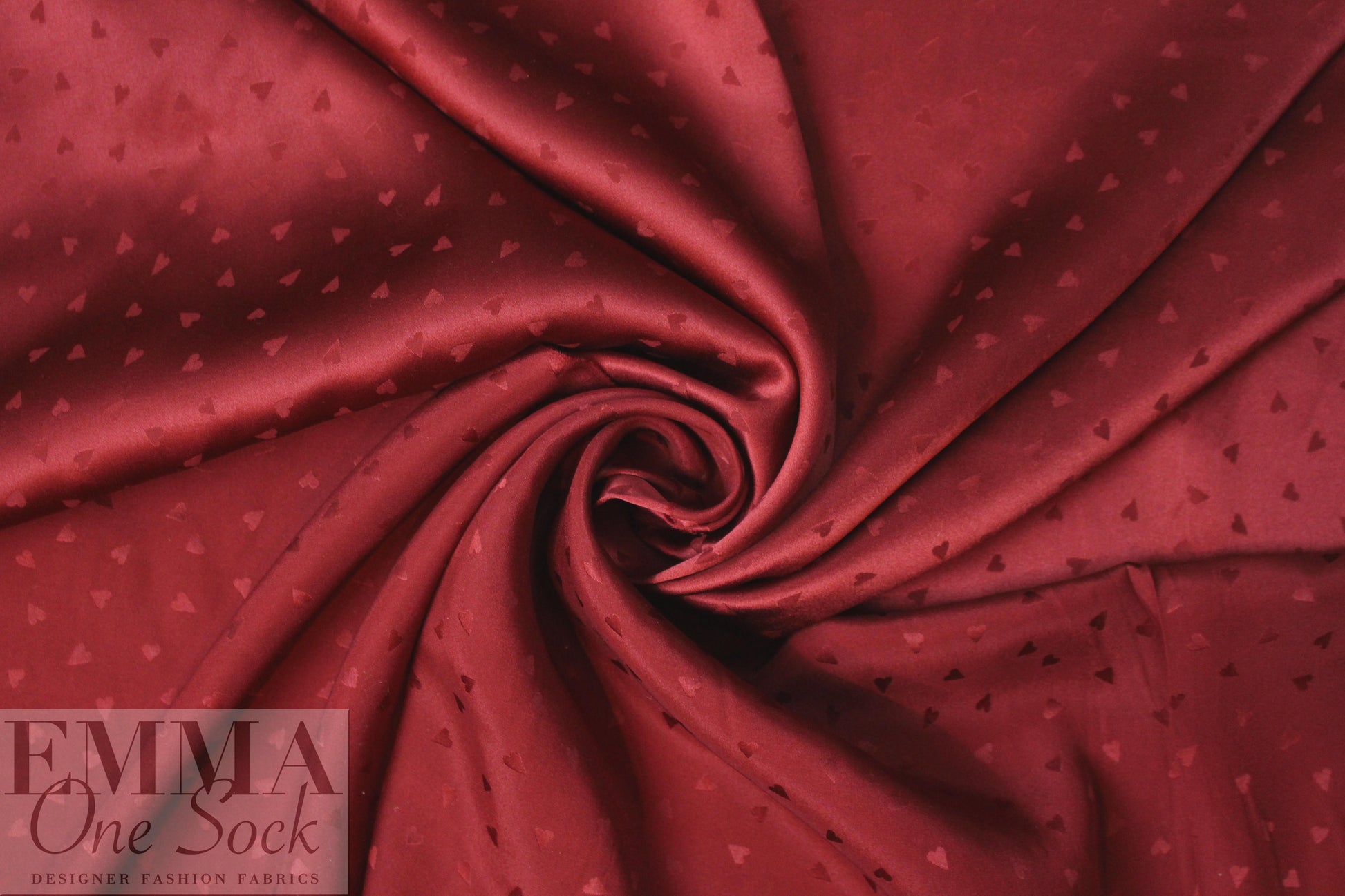 NY designer silk jacquard - garnet on garnet hearts