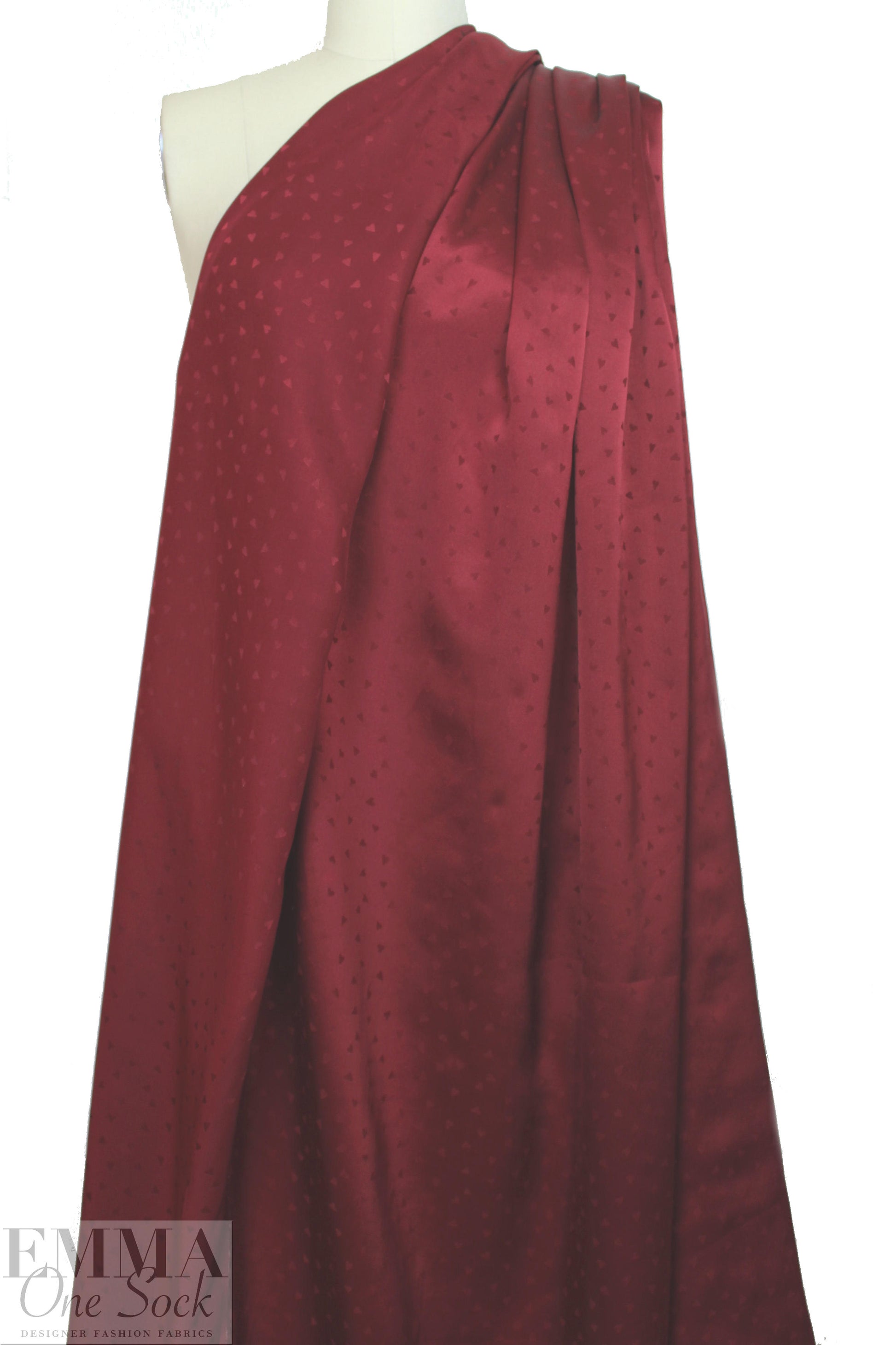NY designer silk jacquard - garnet on garnet hearts