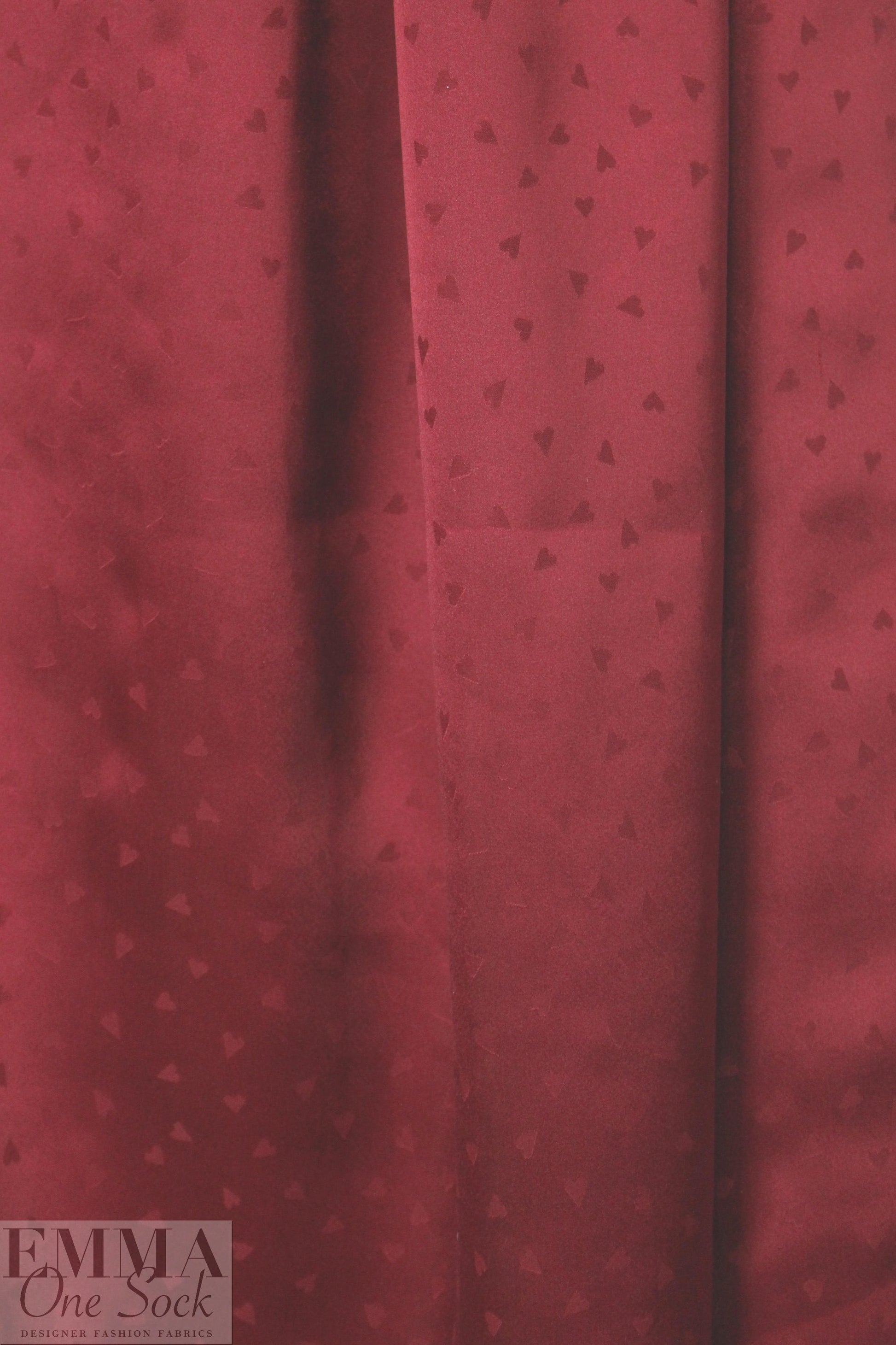 NY designer silk jacquard - garnet on garnet hearts 2 yd