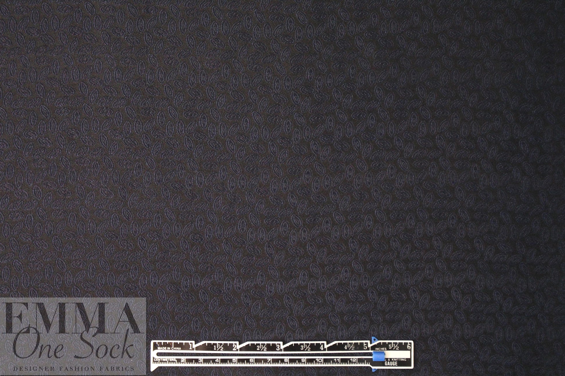 NY designer silk jacquard - navy on black .75 yds