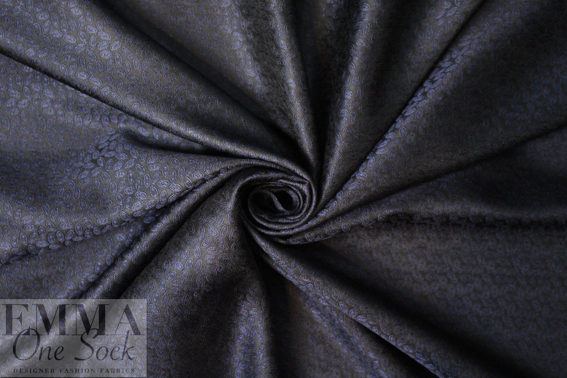 NY designer silk jacquard - navy on black