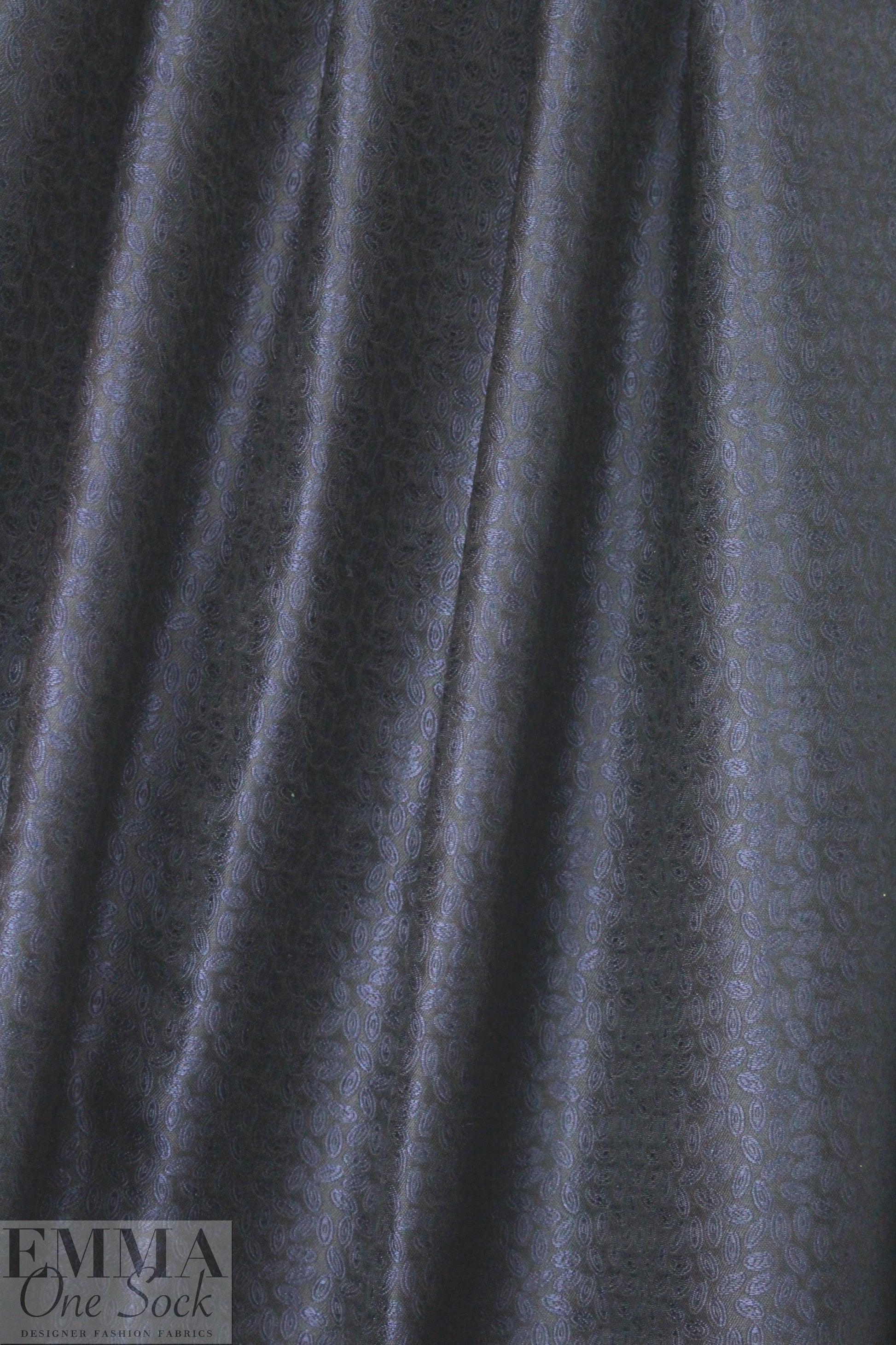 NY designer silk jacquard - navy on black .75 yds