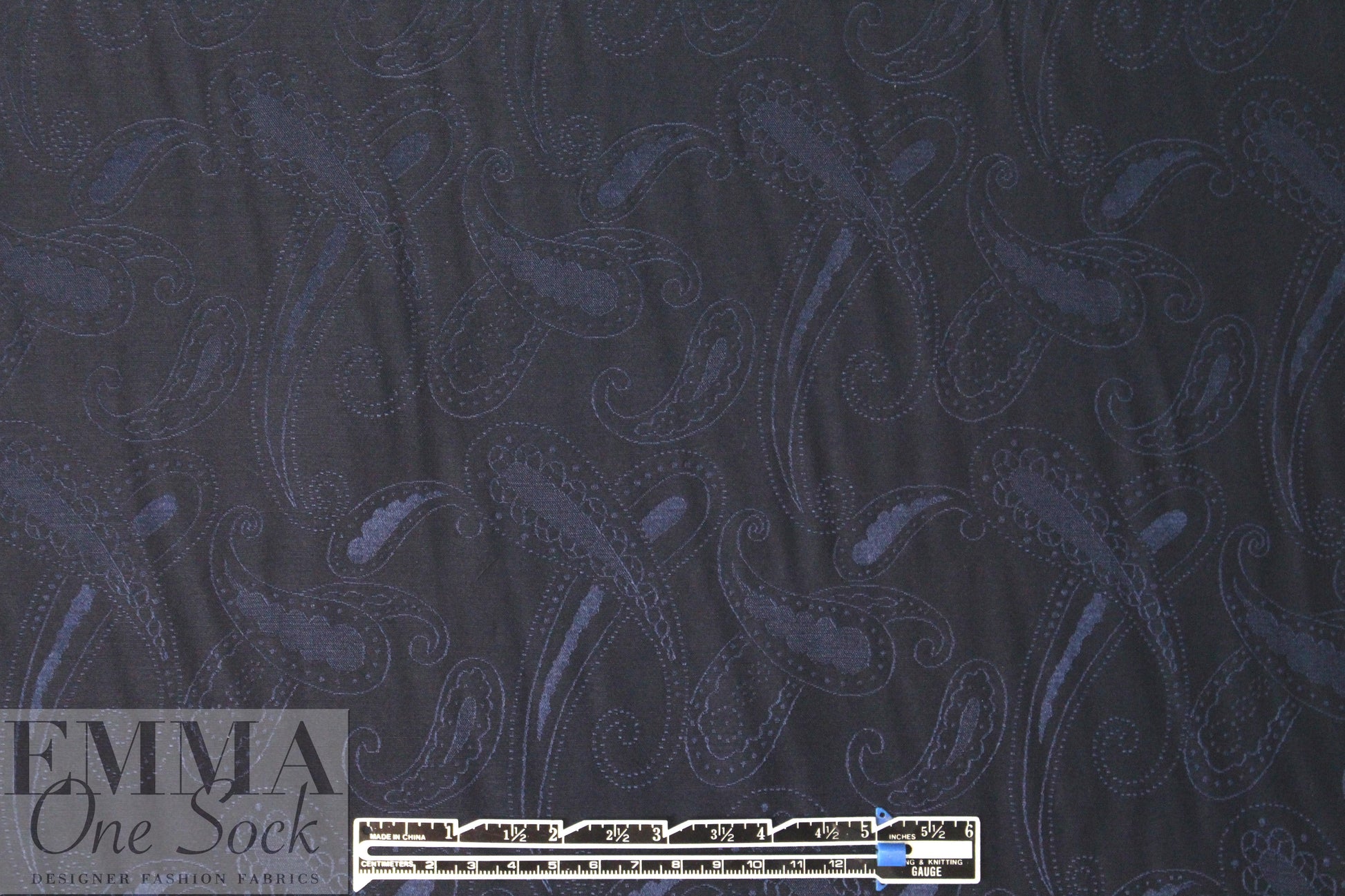 NY designer silk jacquard - navy on navy paisley