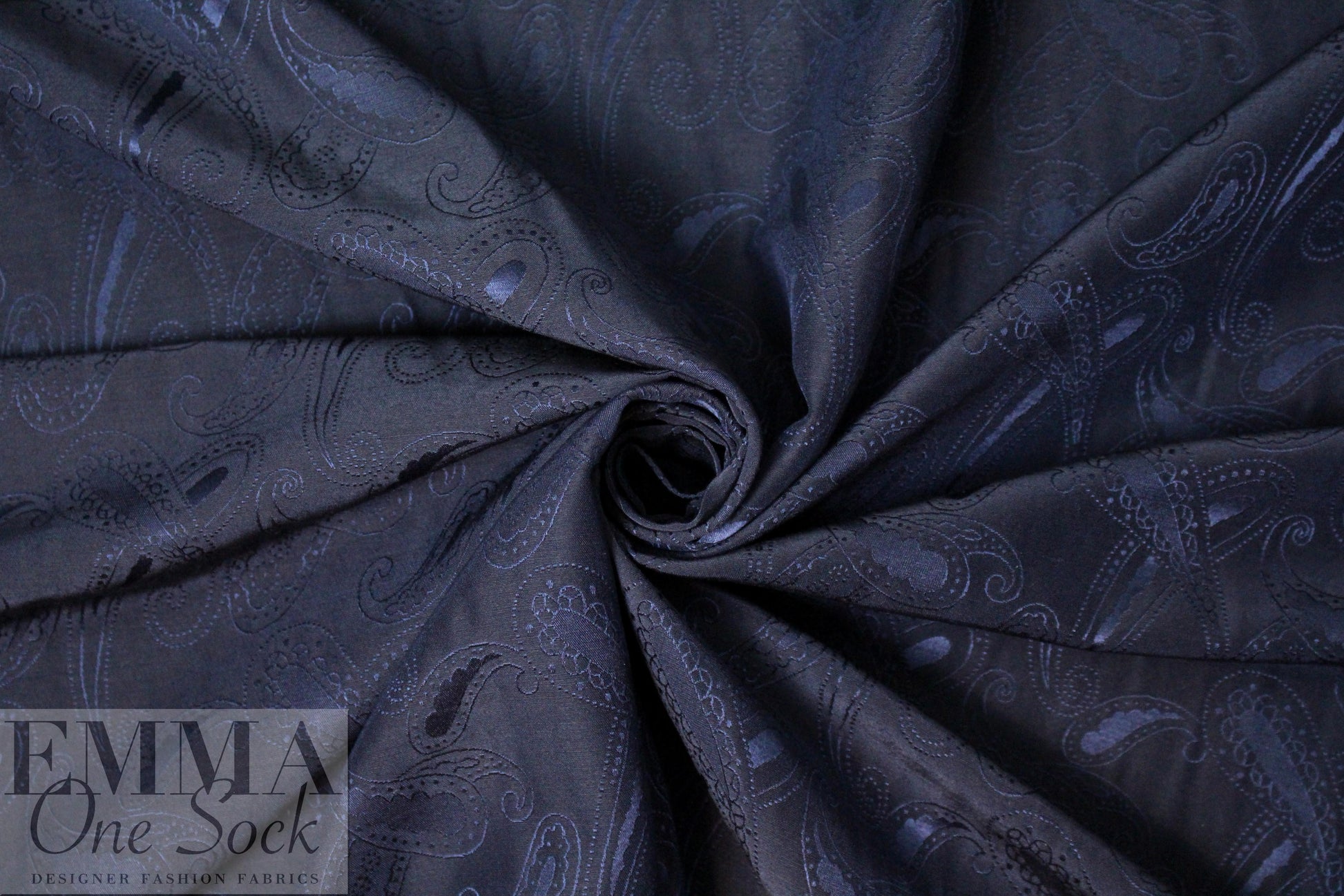 NY designer silk jacquard - navy on navy paisley