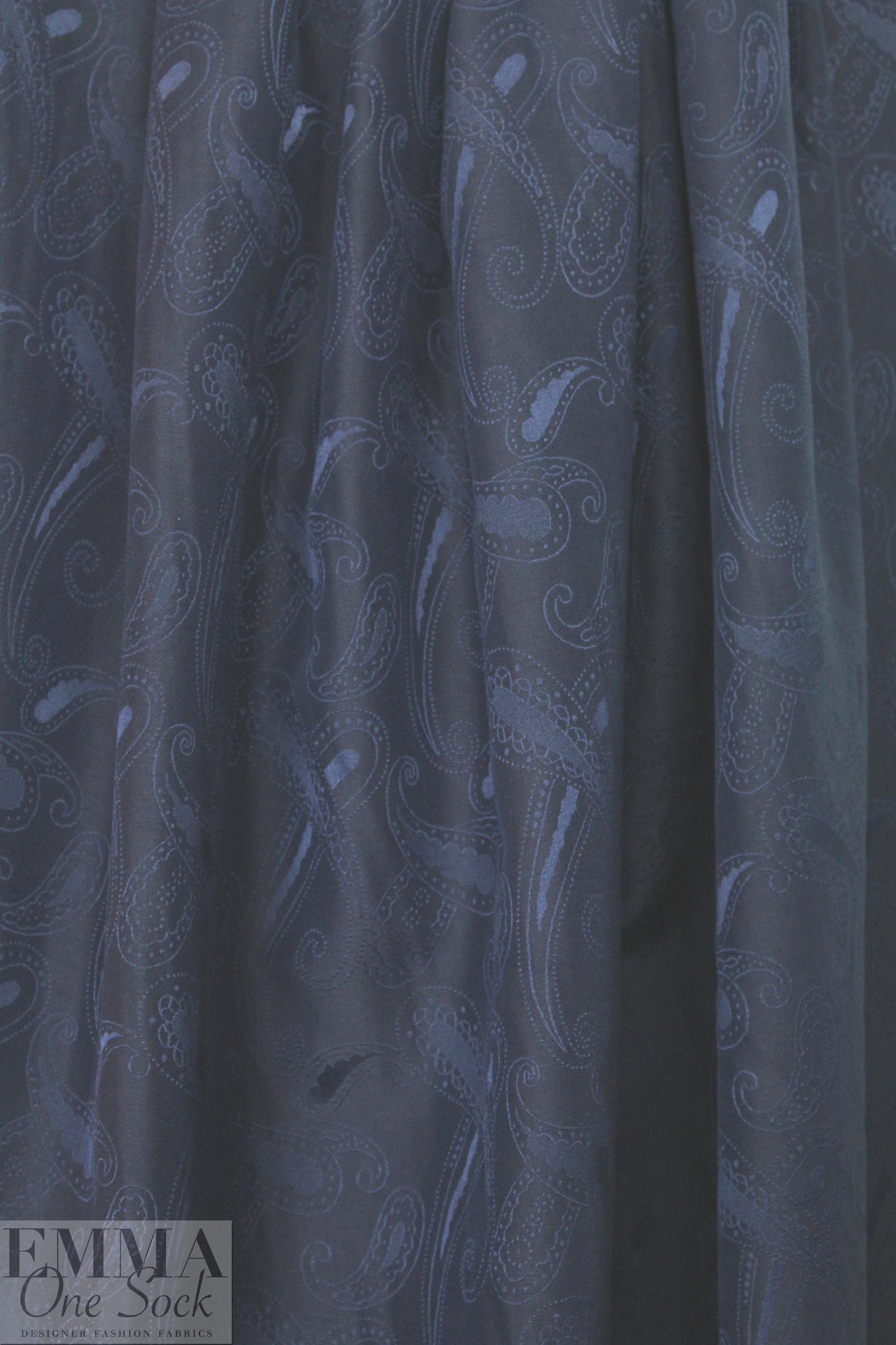 NY designer silk jacquard - navy on navy paisley 1 yard
