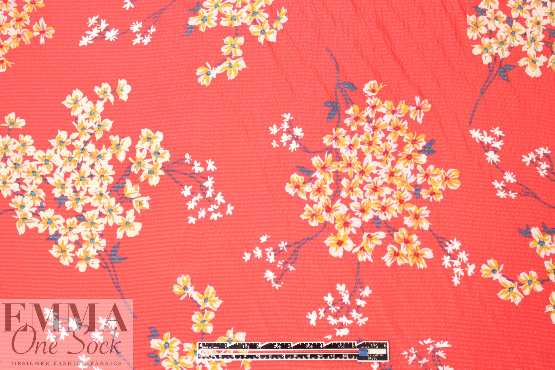 NY designer floral clusters printed silk jacquard 1.25 yds