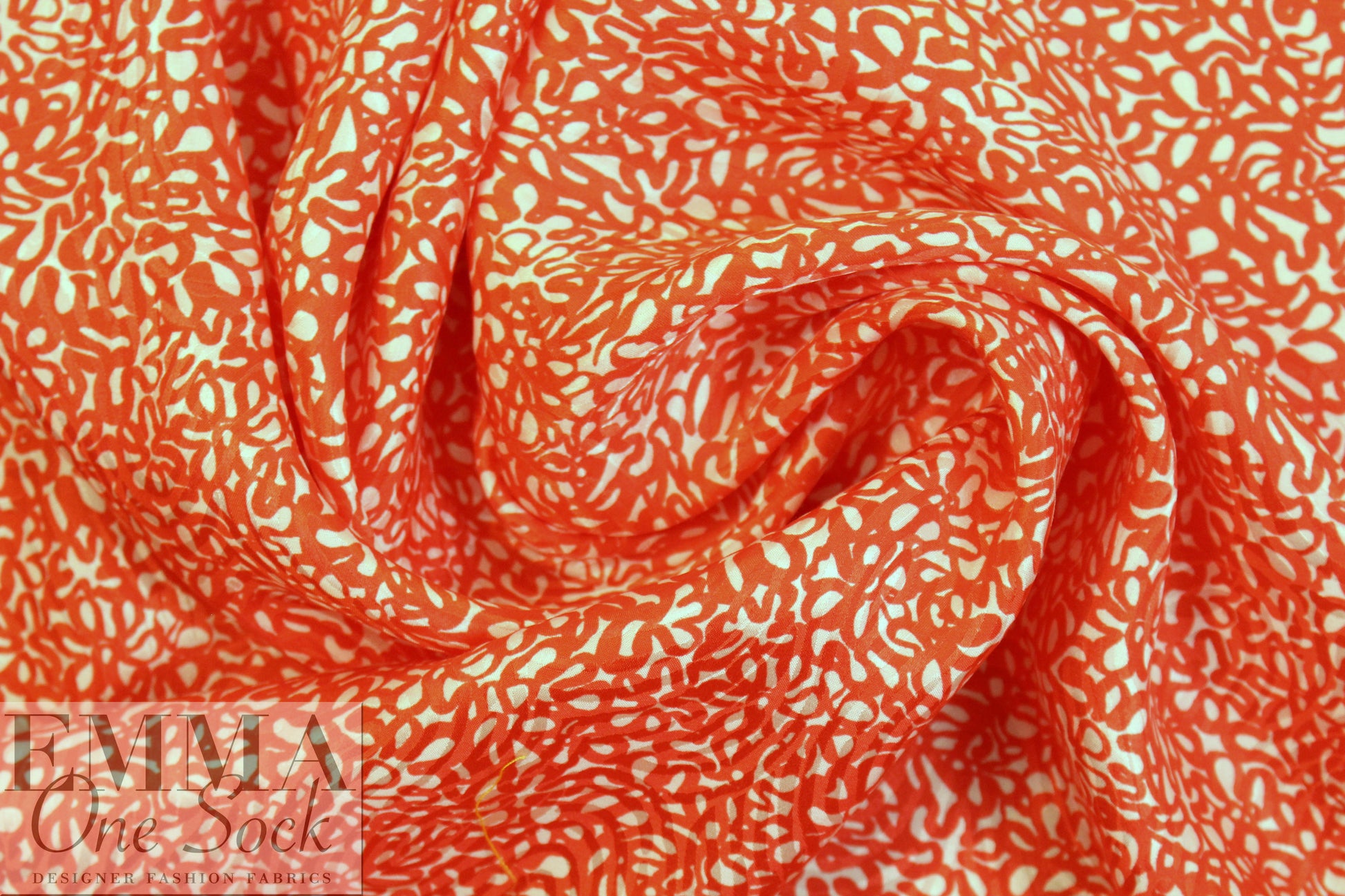 NY designer red/white squiggles silk jacquard 1.75 yds