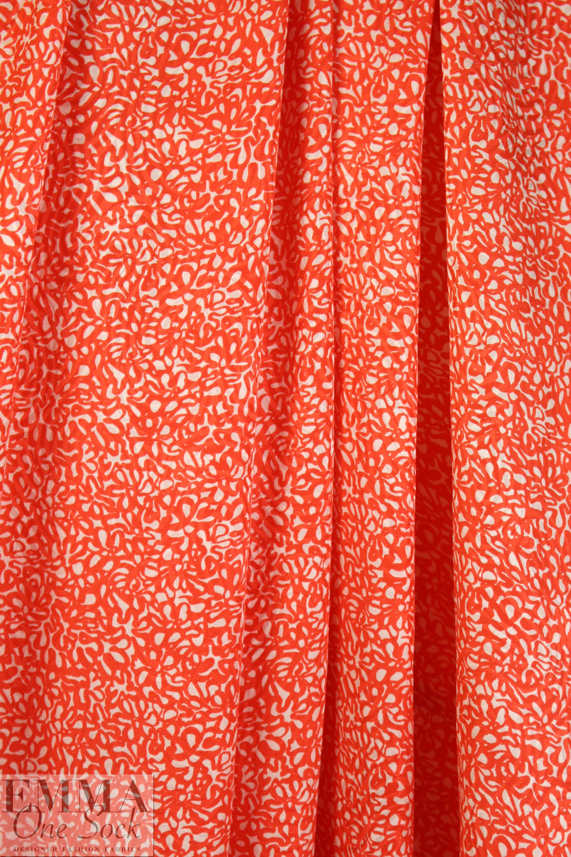 NY designer red/white squiggles silk jacquard