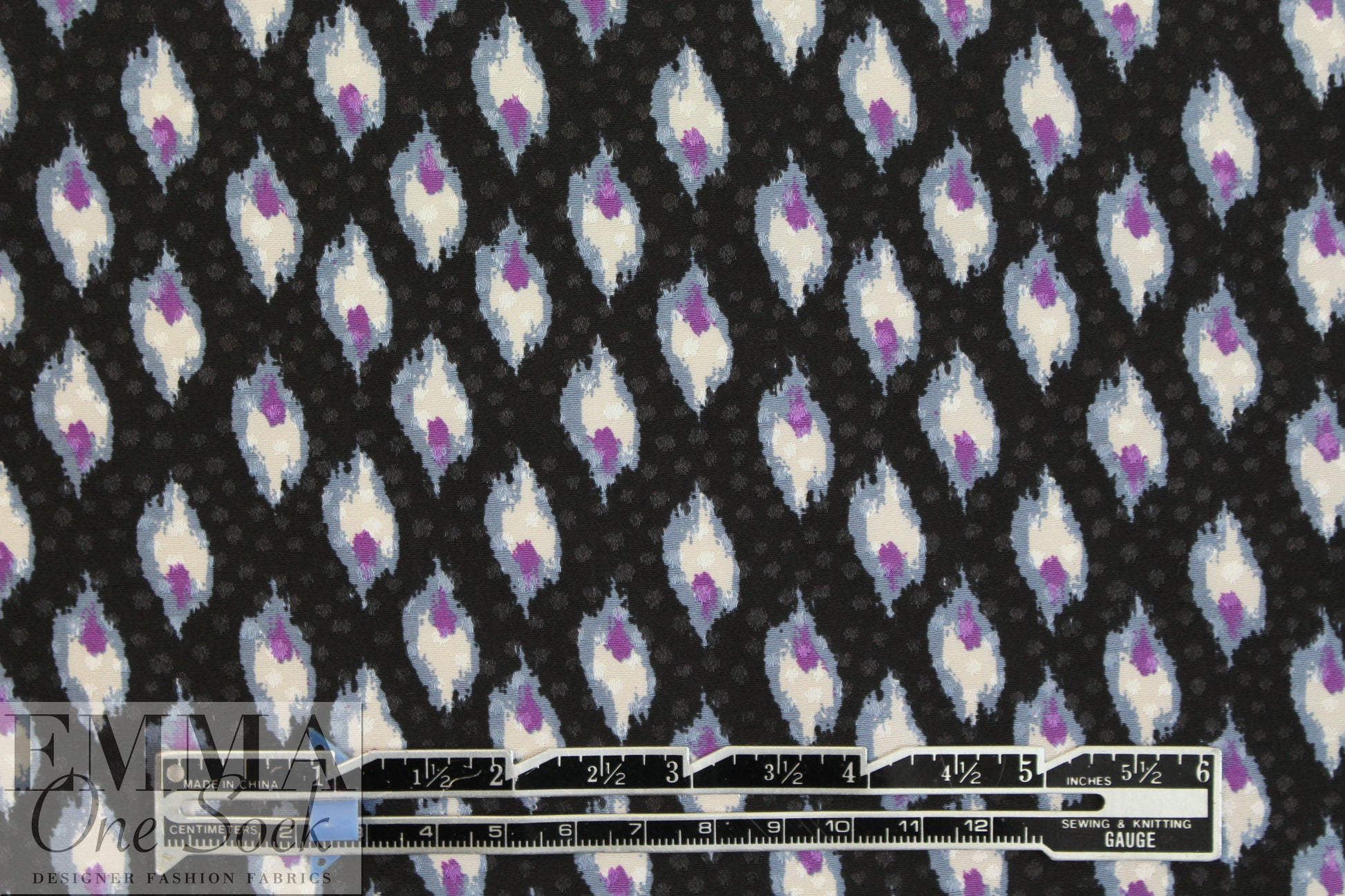 NY designer teardrop shape graphic silk jacquard