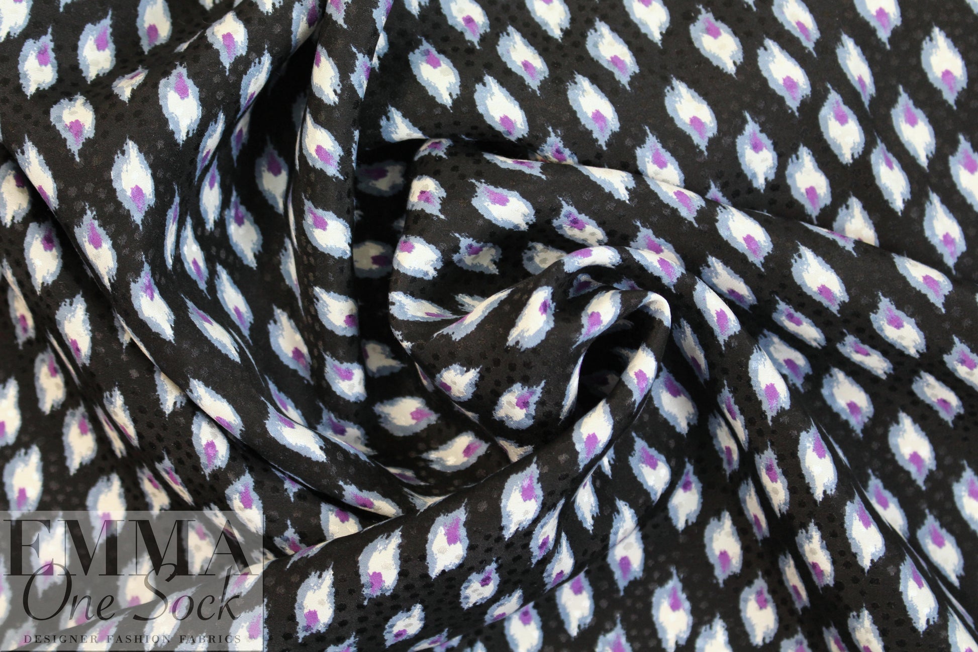 NY designer teardrop shape graphic silk jacquard