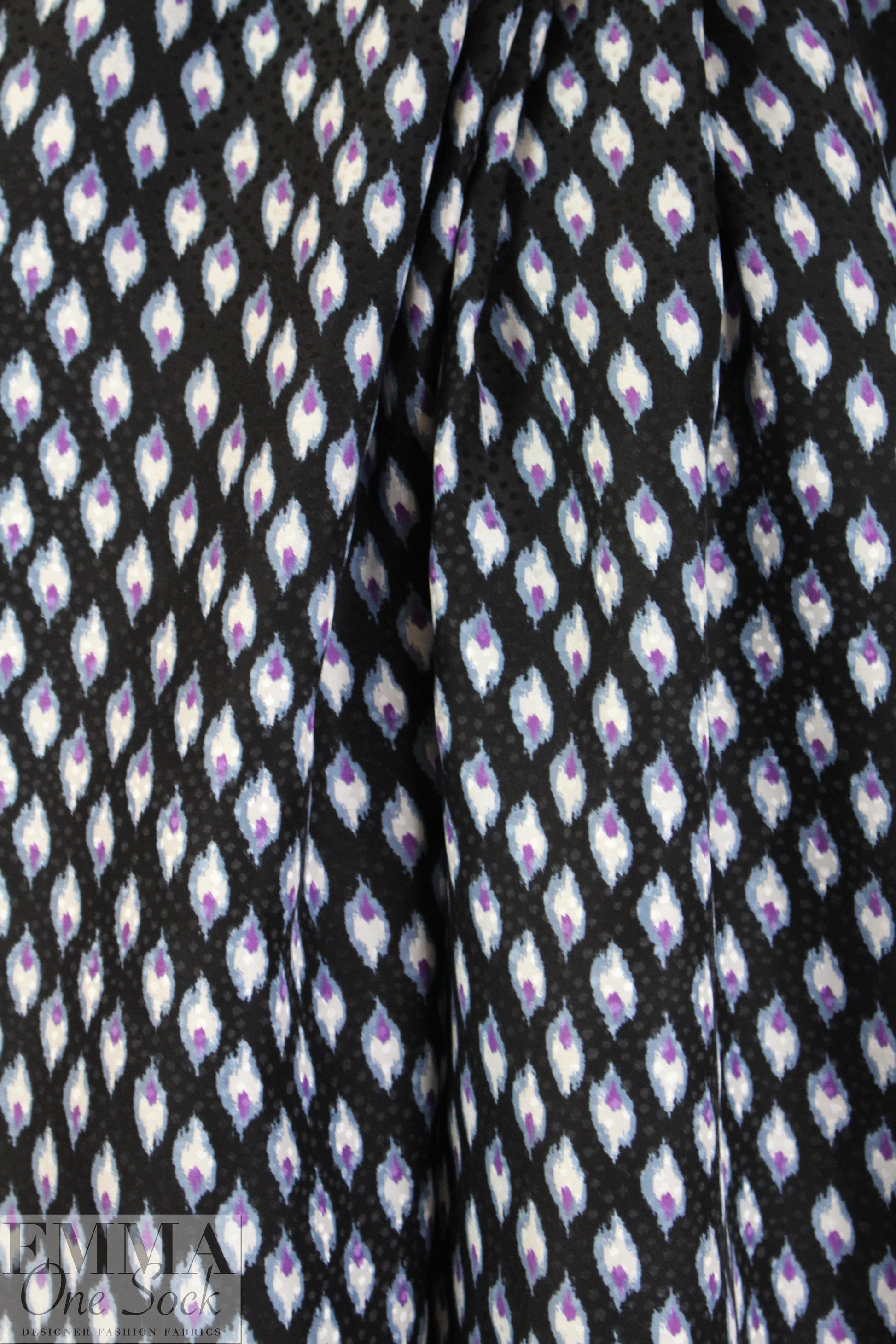 NY designer teardrop shape graphic silk jacquard