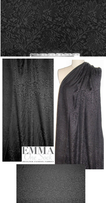Mi11y black on black silk jacquard floral