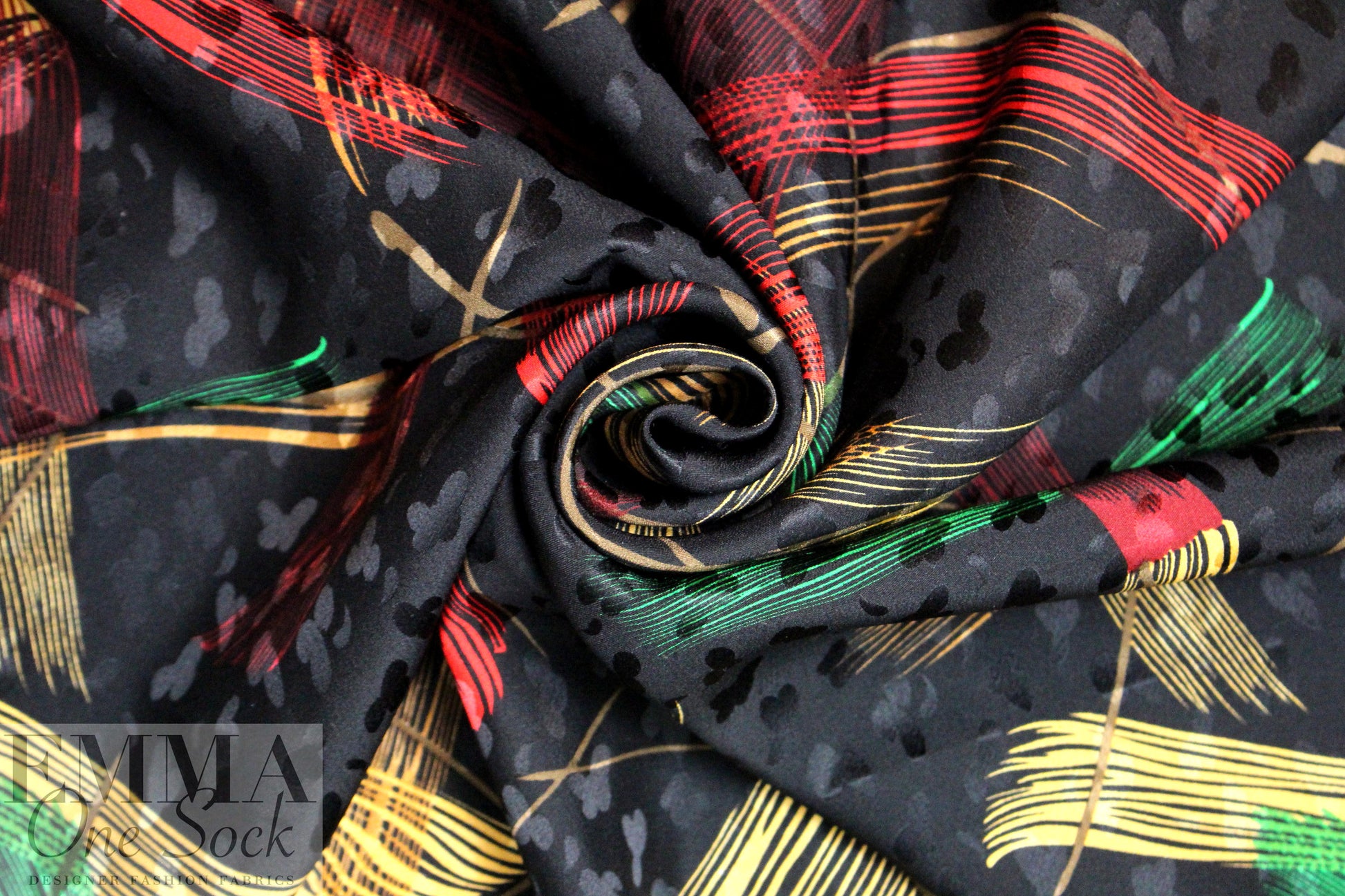 NY designer vintage silk jacquard - brushstrokes 1.625 yd