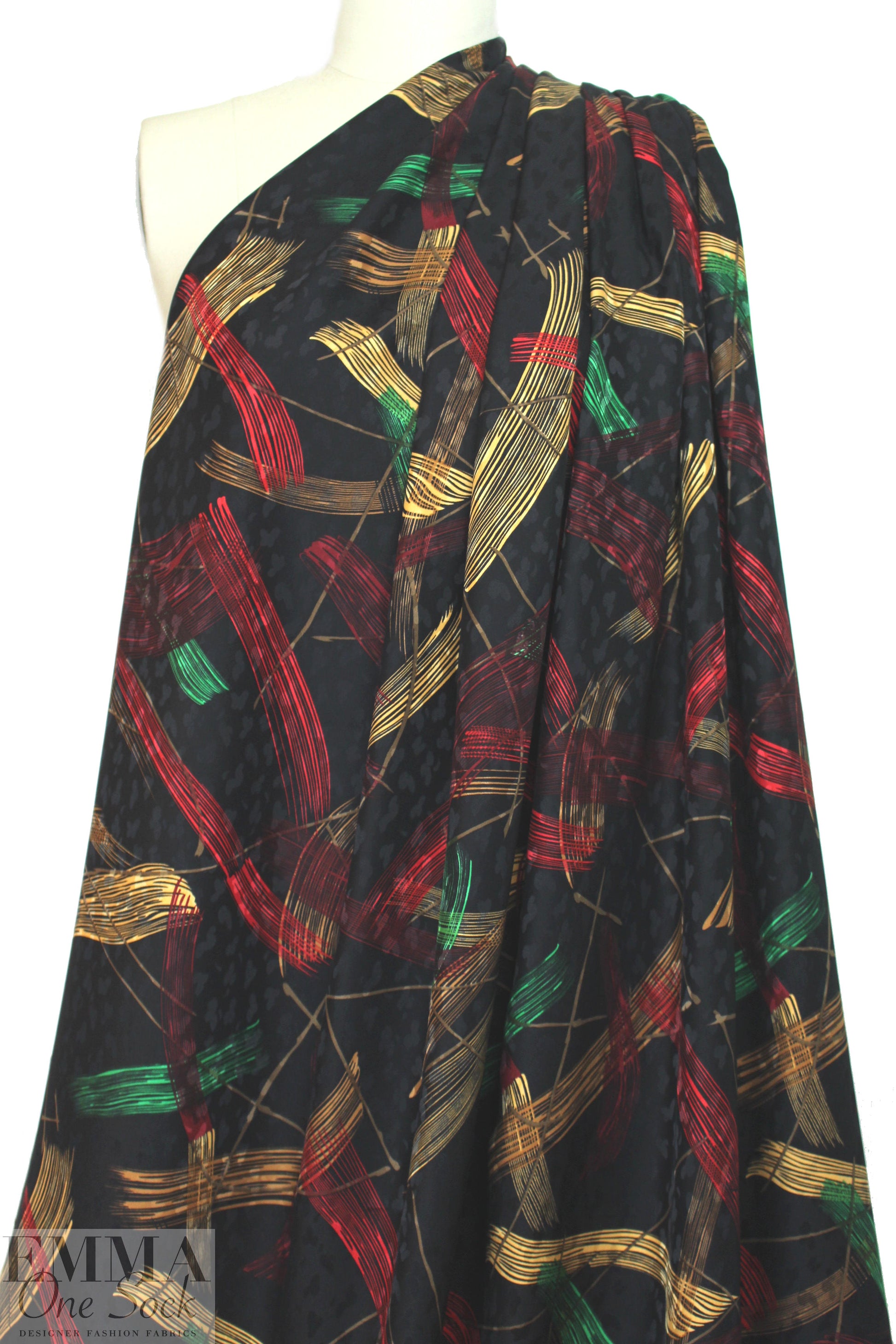 NY designer vintage silk jacquard - brushstrokes