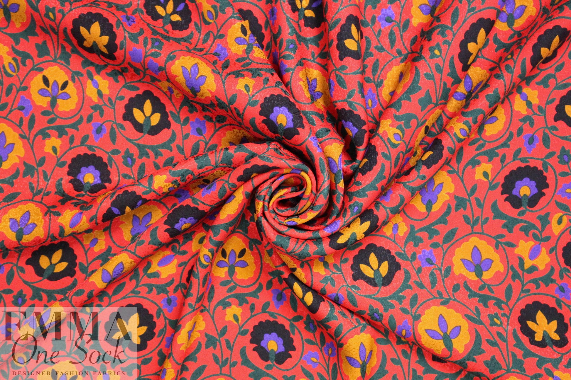 Italian decorative floral printed silk jacquard