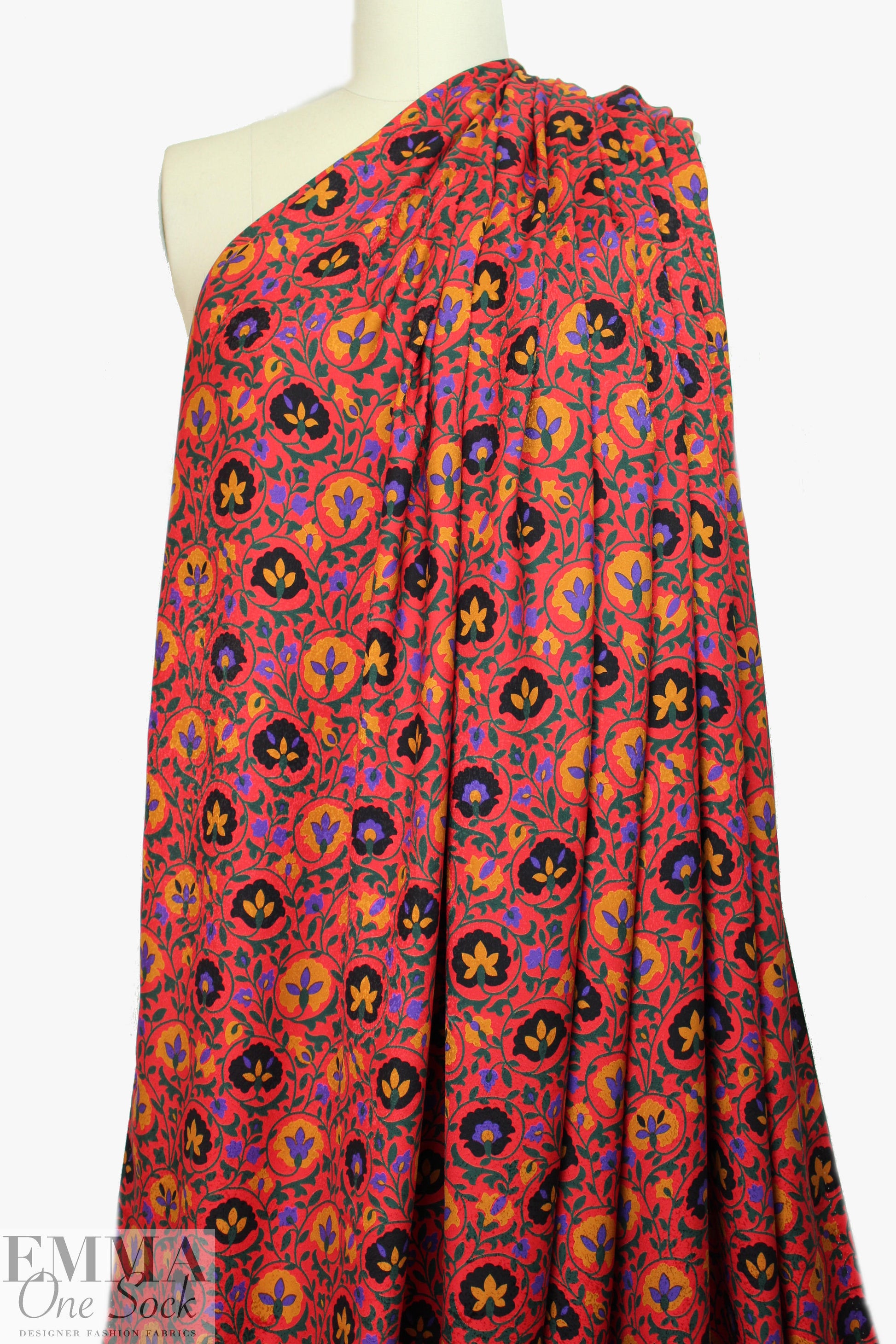 Italian decorative floral printed silk jacquard