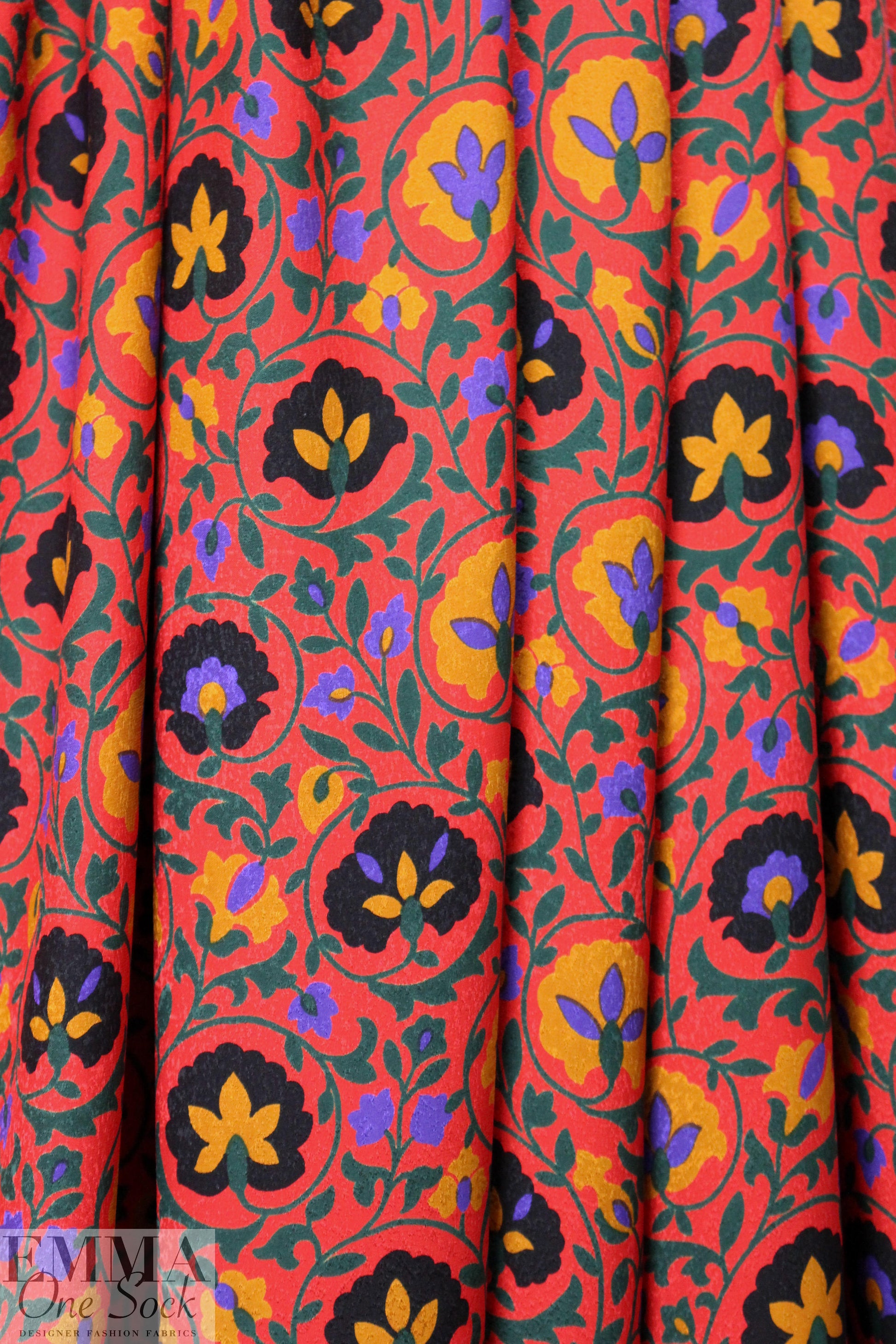 Italian decorative floral printed silk jacquard