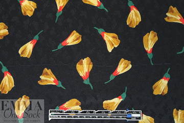 NY designer vintage silk jacquard - golden petals