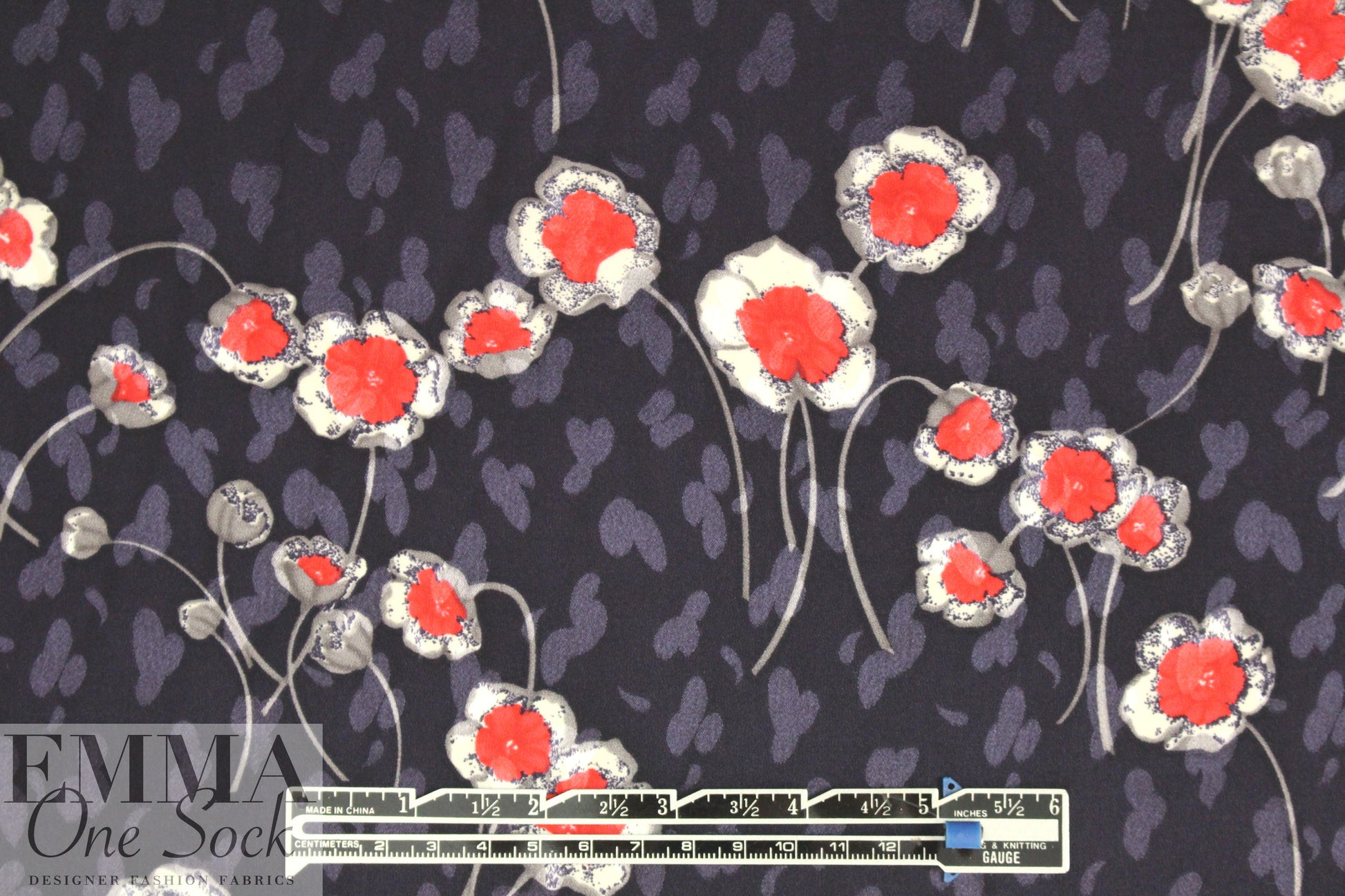NY designer cut flowers printed silk jacquard
