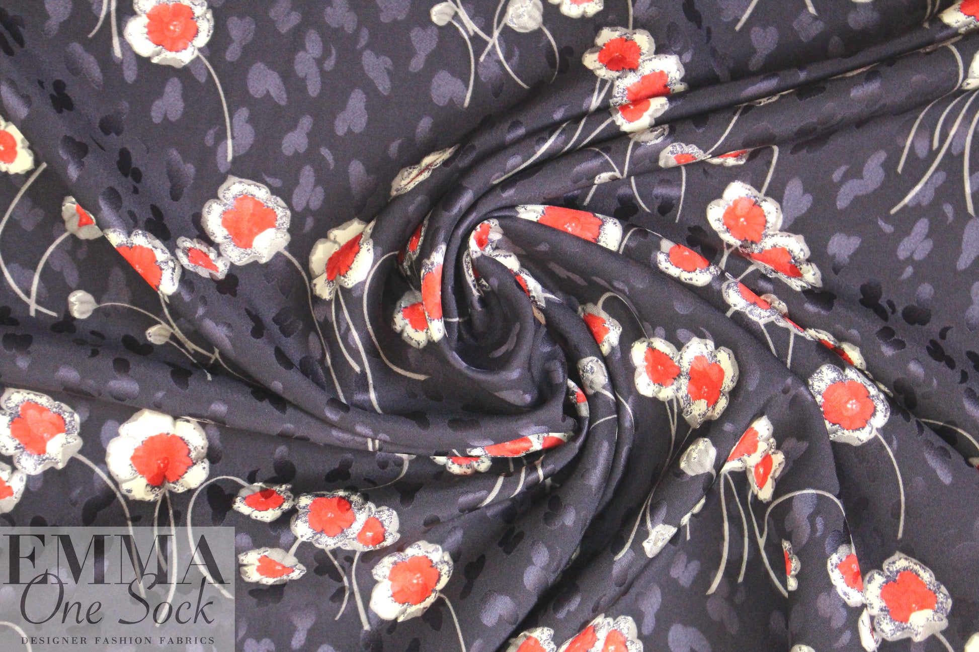 NY designer cut flowers printed silk jacquard