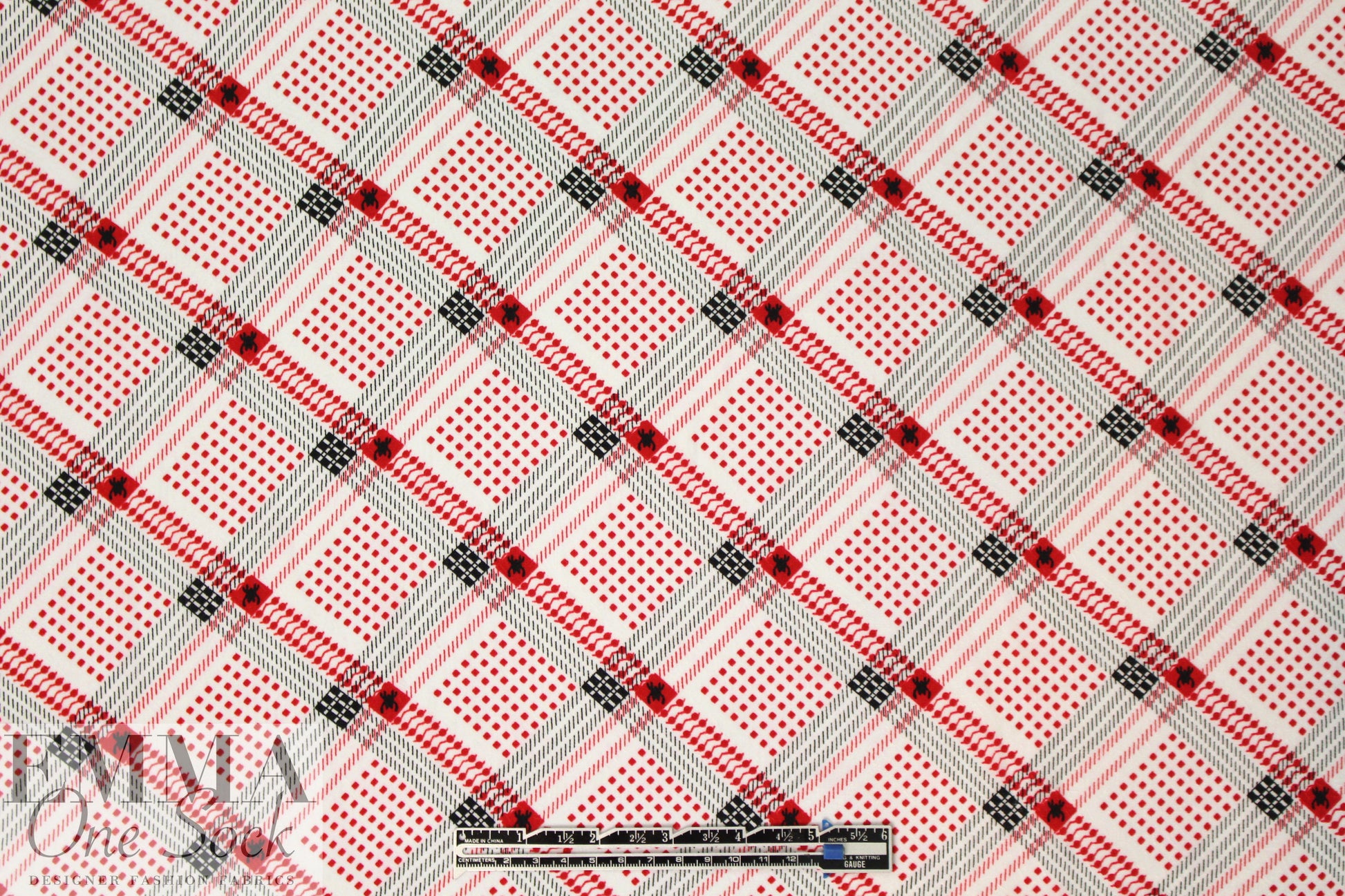 NY designer argyle/spider printed silk jacquard