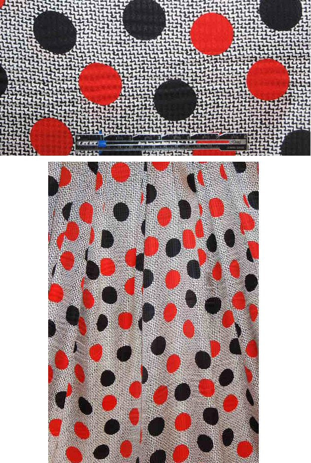 Sun0 red/black/white overprinted dot silk jacquard 1.75 yd