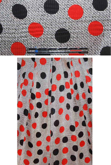 Sun0 red/black/white overprinted dot silk jacquard 1.75 yd