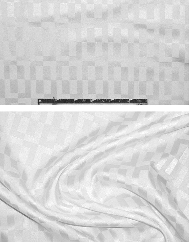 Mil1y white geometric stretch silk jacquard 2.33 yds