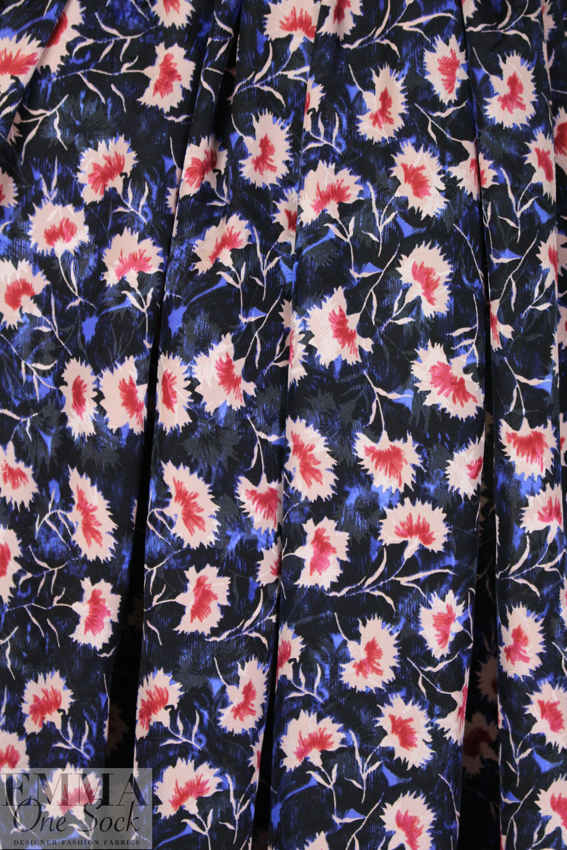 NY designer flower shower printed silk jacquard .625 yds