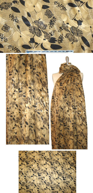 NY designer gold/black printed silk jacquard