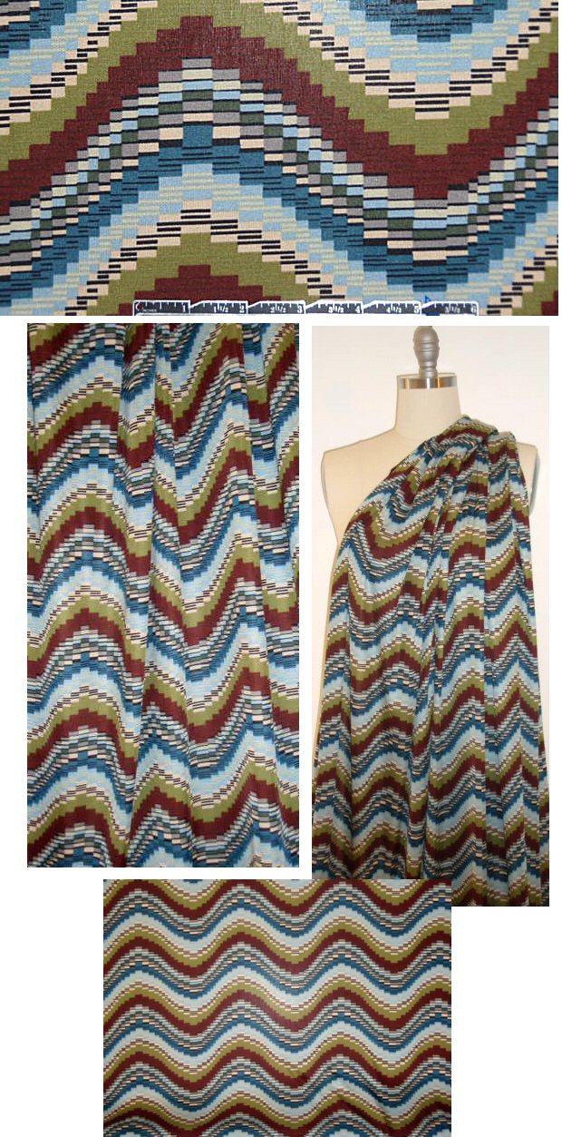 NY designer wavy pixels silk jersey - blue/brown 1.625 yd