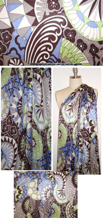 NY designer pucci revisited silk jersey - choc/lime 1.33 yd