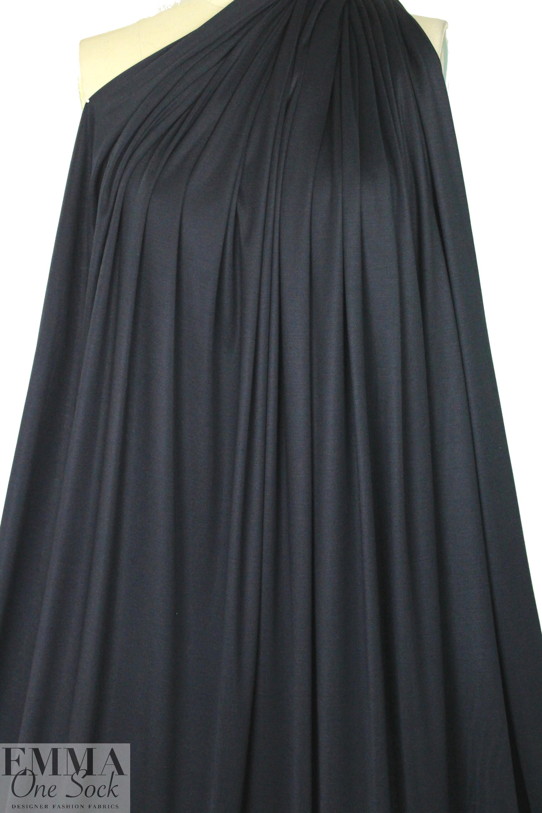 famous designer silk jersey - dark navy