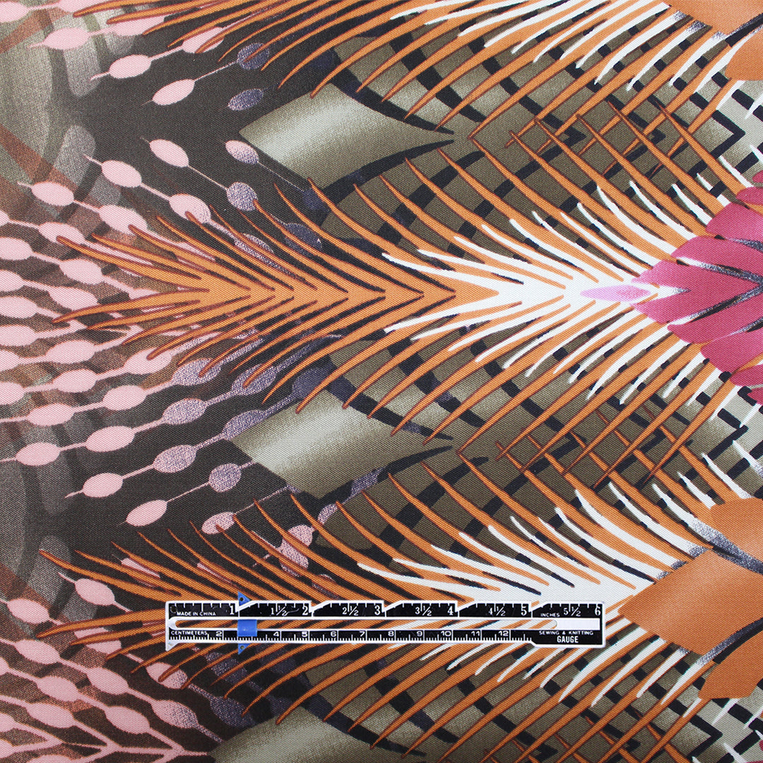 'stylized fronds' graphic silk jersey 1.125 yds