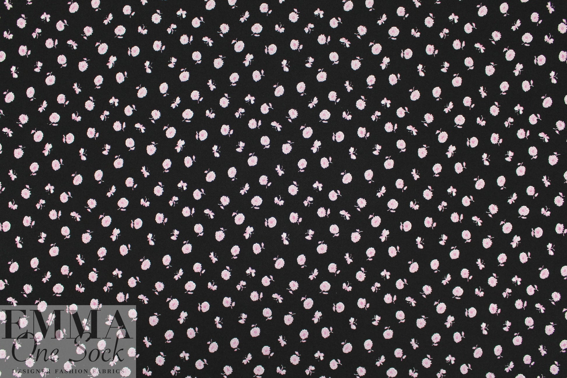 NY designer pink on black little floral silk jersey