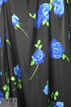 NY designer blue rose floral silk jersey