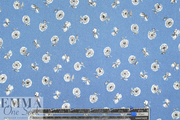 NY designer b/w on blue little floral silk jersey