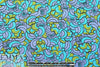 NY designer silk jersey - turq/lav mod flower