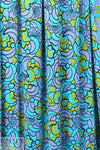 NY designer silk jersey - turq/lav mod flower
