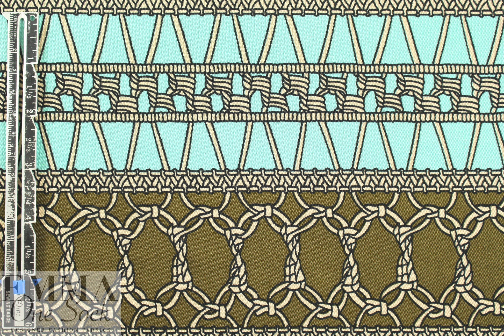 NY designer silk jersey - macrame' panel .75 yds