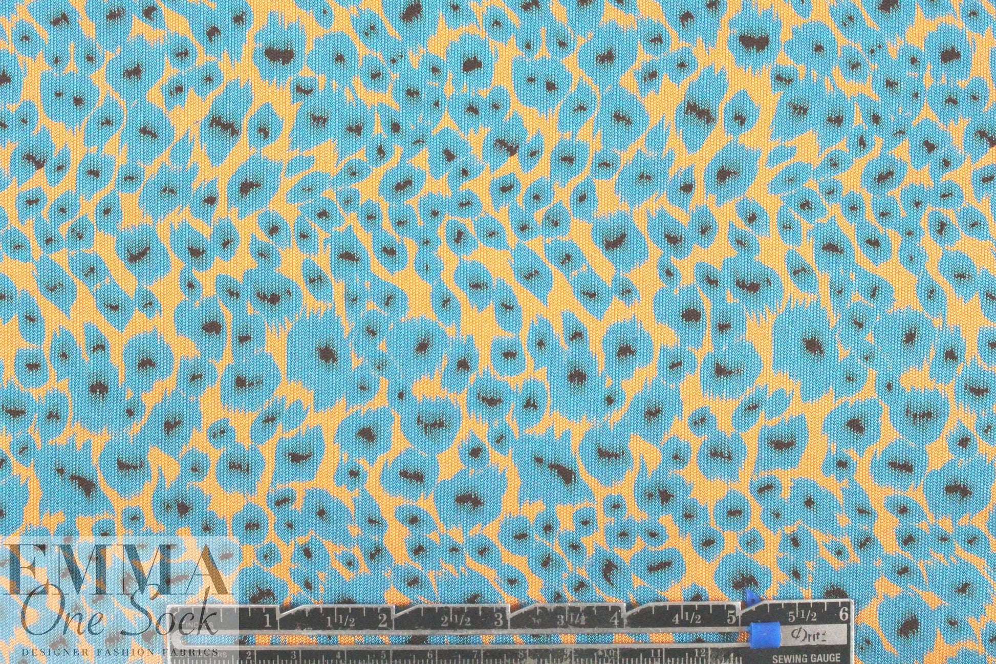 NY designer turquoise/marigold silk jersey
