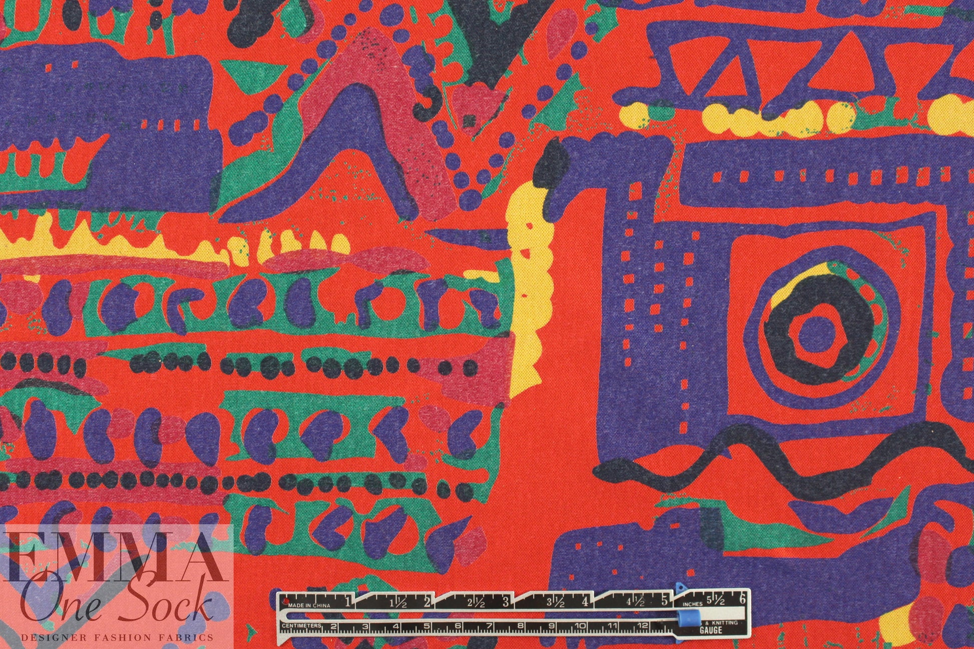 NY designer graphic silk jersey - vintage